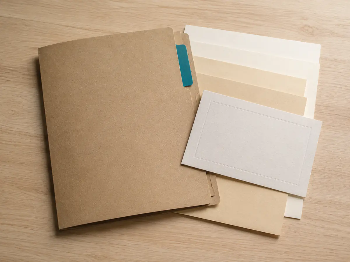 Blank origin-document folder and supporting cards